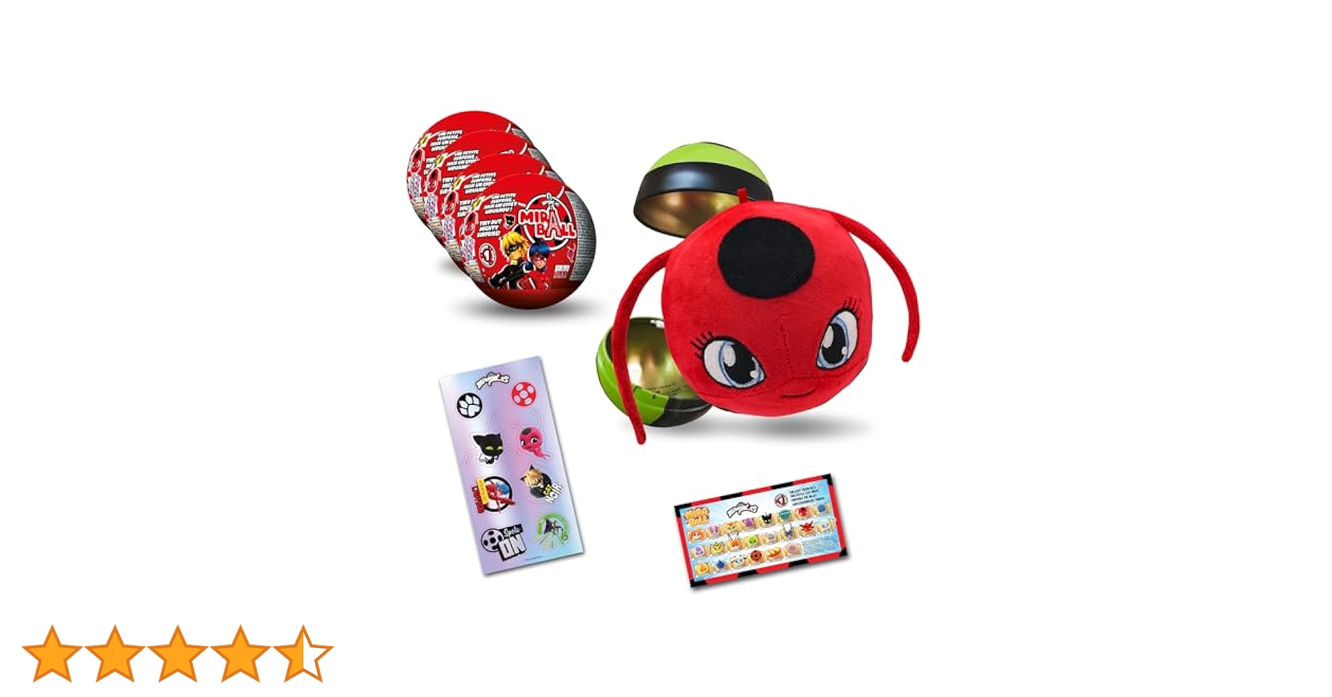 Miraculous Ladybug&CatNoir ミラボール B7K7 Miraculous Biedronka MiraBall, niespodzianka 3 w 1, 4 sztuki